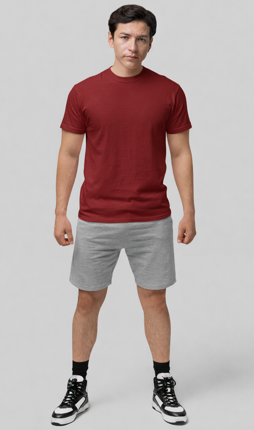 Plain Round Neck Cotton T‑Shirt for Men & Women